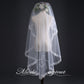 #03308001 Voile de mariée classique à un niveau avec bordure à sequins