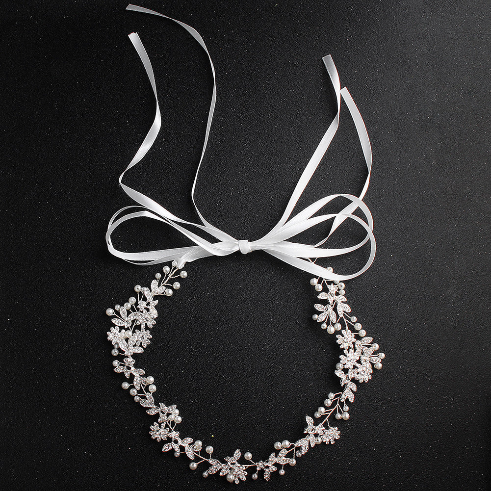 #06418077 Floral Crystal Headbands with Imitation Pearls