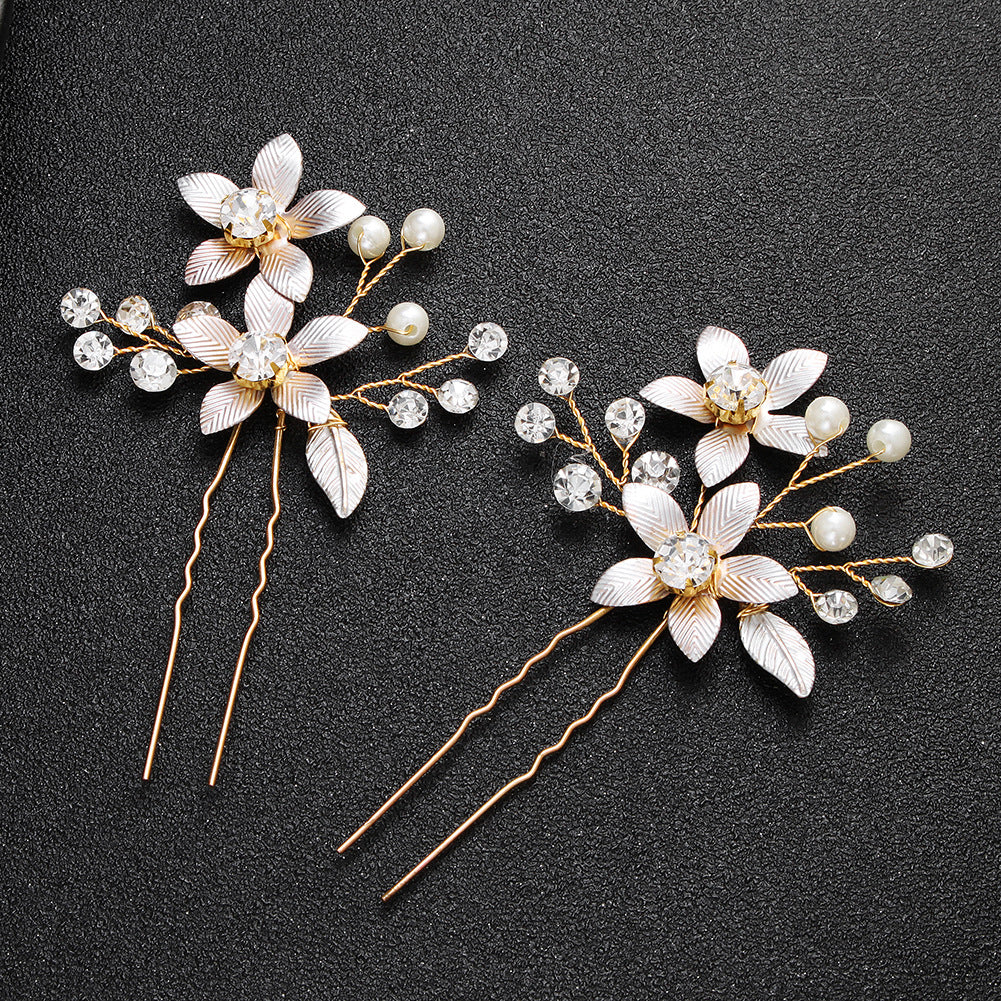 #06448189 Lovely Flowers Hairpins with Imitation Pearls and Rhinestones (Set for 2)