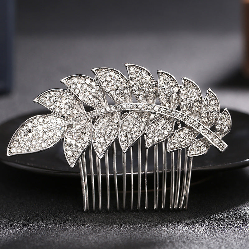 #04448209 Rhinestone, Alloy Leaves Design Comb