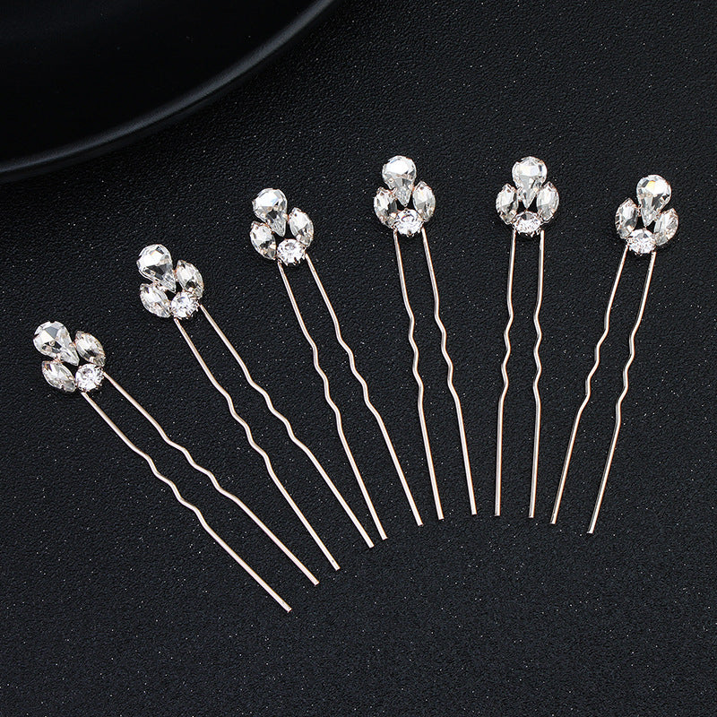 #03448194 Exquisite and Beautiful 4 diamonds Rhinestones Alloy Hairpins （Set for 6）