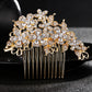 #04428065 Peignes et barrettes de fleurs en alliage de strass doré élégant