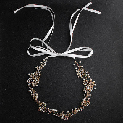 #06418077 Floral Crystal Headbands with Imitation Pearls