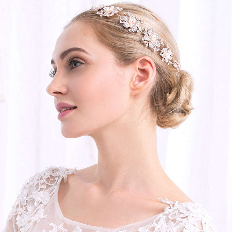 #05418219 Ladies Rhinestone/Alloy/Imitation Pearls Headbands Available Golden and Silver