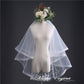 #07308008 Two-tier Pencil Edge Elbow Bridal Veils with Lace Applique Embellishment