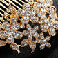 #04428065 Peignes et barrettes de fleurs en alliage de strass doré élégant