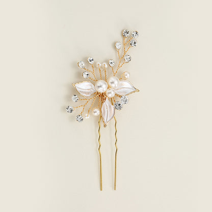 #03448215 Elegant  Imitation Pearls and Rhinestone, Alloy Hairpins