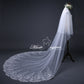#21308018 3.8*3 Meter Sequins Lace Applique Edge 2-Tier Cathedral Bridal Veil | For Wedding