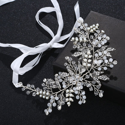 #08418078 Ladies Crystal Headband with Imitation Pearls
