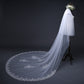 #20308017 3*3.8 Meter Sequins Lace Applique Edge 2-tier Cathedral Bridal Veil with Comb
