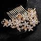 #04428065 Peignes et barrettes de fleurs en alliage de strass doré élégant