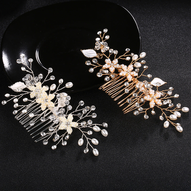 #04428067  Floral handmade by Crystal and Imitation Pearls Hair Comb