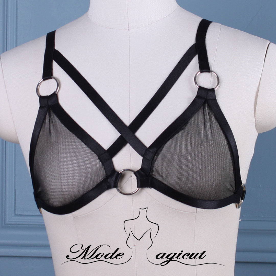 #04089005 Body Harness Lingerie Goth Crop Tops