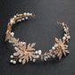 #09418197 Golden Color Rhinestone Alloy with Imitation Pearls Headband