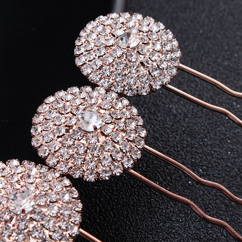 #03448193 Fashionable Rose Gold Rhinestones/ Alloy Hairpins (Set for 4)