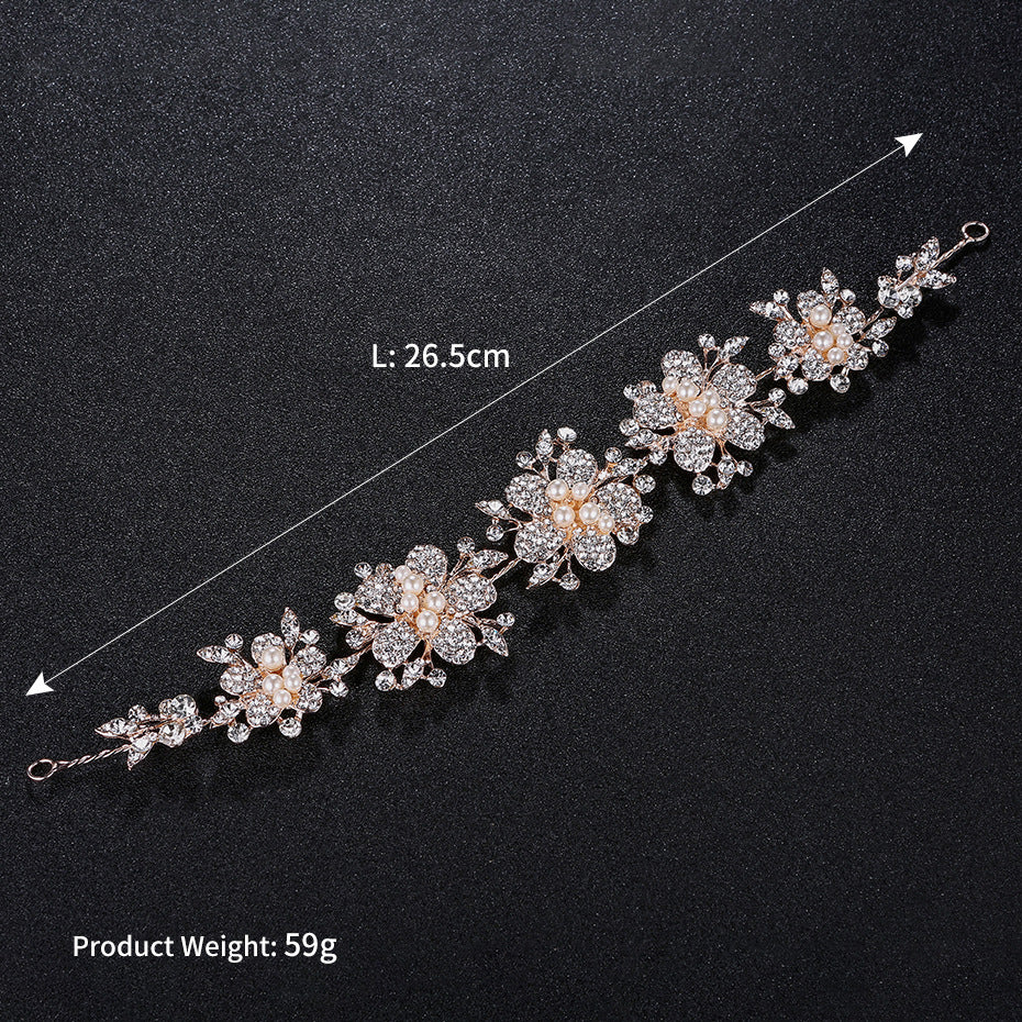 #05418219 Ladies Rhinestone/Alloy/Imitation Pearls Headbands Available Golden and Silver