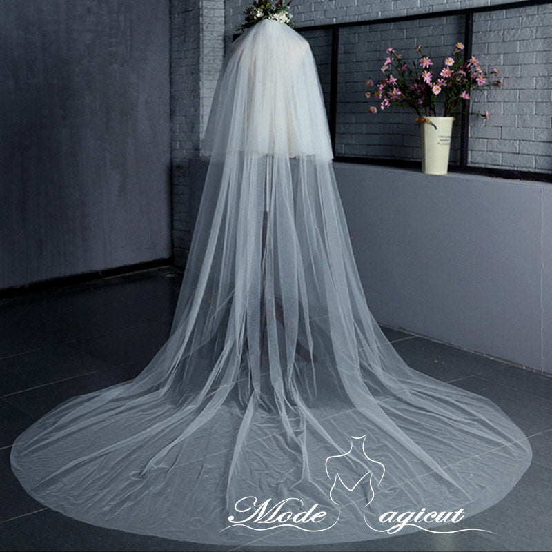 #05308009 3*3.5 Meters Two-Tier Cathedral Bridal Veils with Comb