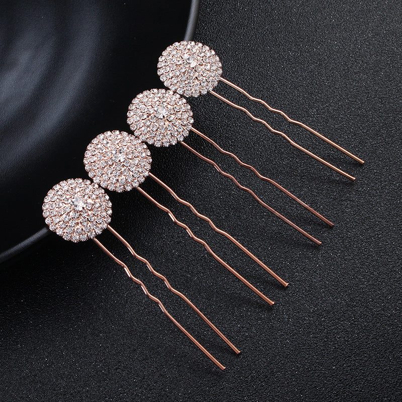#03448193 Fashionable Rose Gold Rhinestones/ Alloy Hairpins (Set for 4)