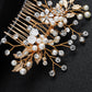 #04448187 Peigne à Cheveux Perles d'Imitation Strass Doré
