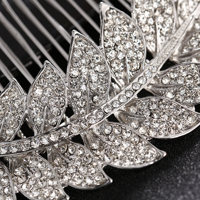 #04448209 Rhinestone, Alloy Leaves Design Comb