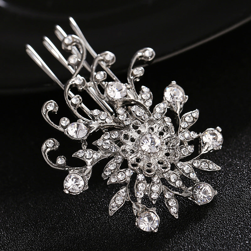 #02428069 Exquisite Vintage Lady's Rhinestone Alloy Hair Comb