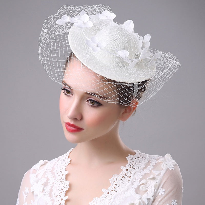 #11948013 Ivory Elegant Ladies' Fascinators with Flower and Veil on top