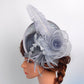#05948011 Vintage Linen Fascinators With Feather | Bridal hat | Bridal Accessories