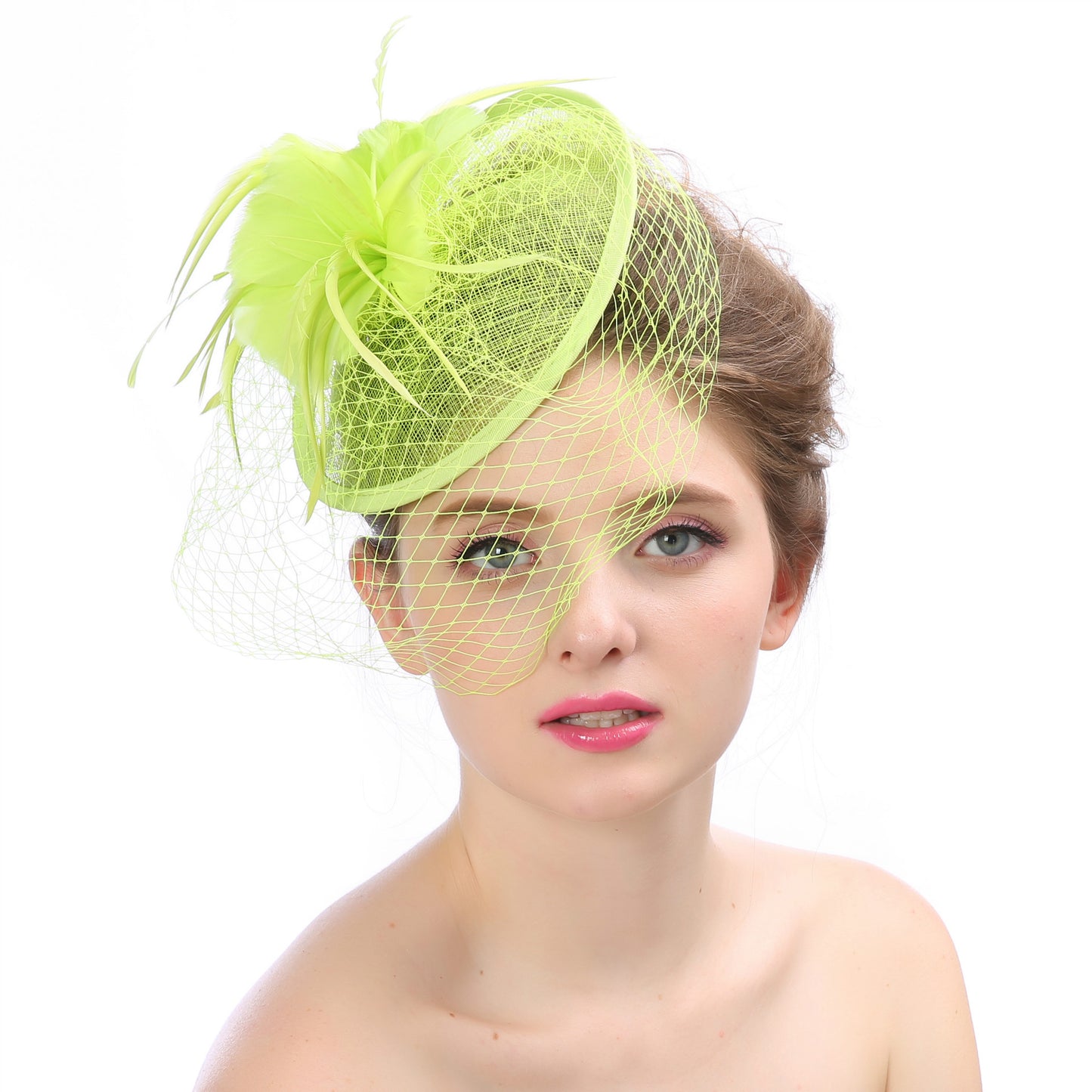 #06948078 Classic Linen Fascinators With Feather / Mash Veil