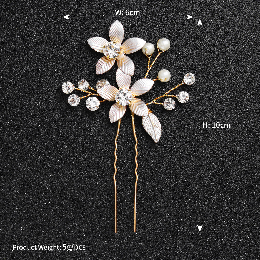 #06448189 Lovely Flowers Hairpins with Imitation Pearls and Rhinestones (Set for 2)