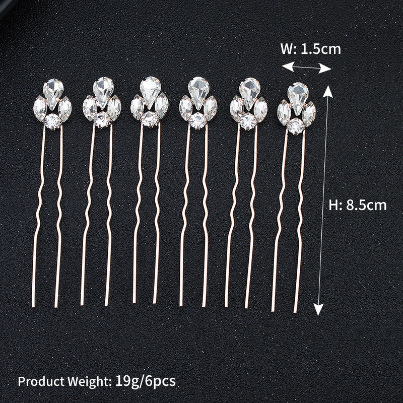 #03448194 Exquisite and Beautiful 4 diamonds Rhinestones Alloy Hairpins （Set for 6）