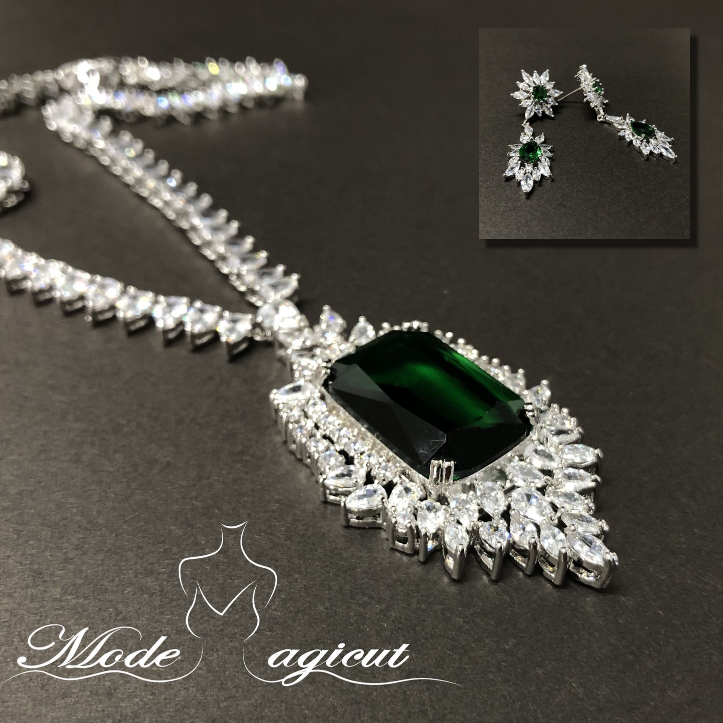 #25519011 Luxurious Cubic Zirconia/Rhodium-Plated Jewelry Sets