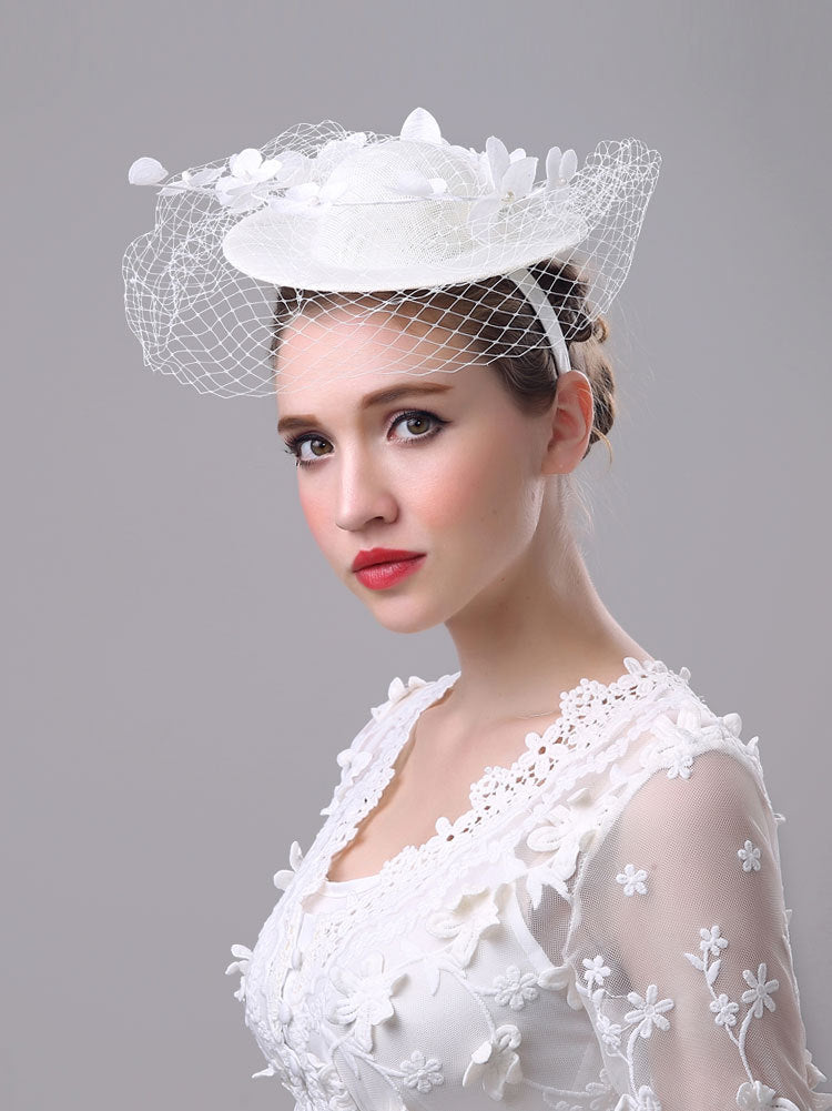 #11948013 Ivory Elegant Ladies' Fascinators with Flower and Veil on top