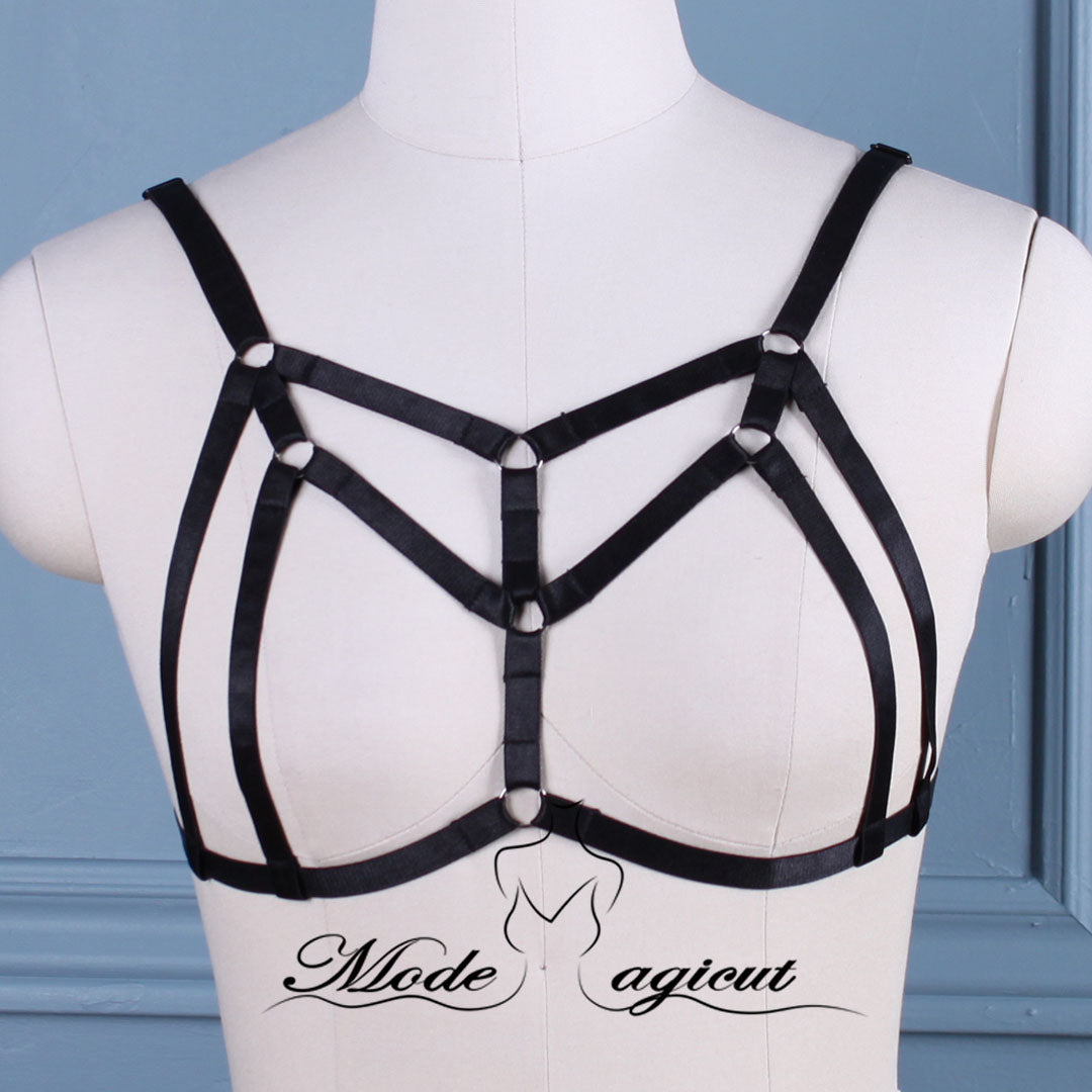 #03089001 Body Harness Lingerie Goth Crop Tops