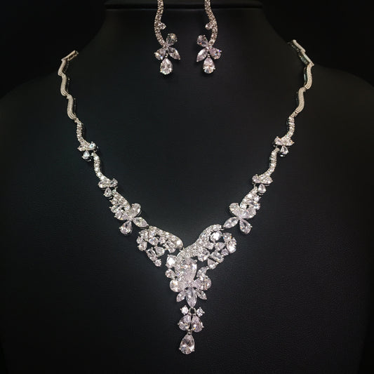 1838802  Luxurious Cubic Zirconia Jewelry Set, Wedding necklace set