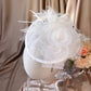 #05948011 Vintage Linen Fascinators With Feather | Bridal hat | Bridal Accessories