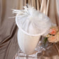 #05948011 Vintage Linen Fascinators With Feather | Bridal hat | Bridal Accessories
