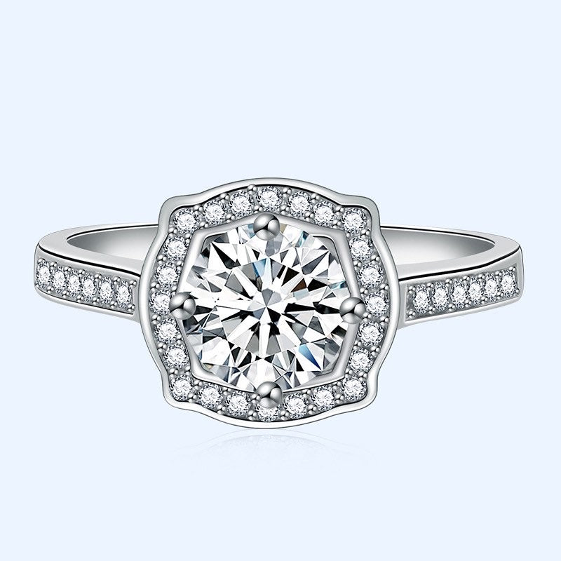 230108217 1.25 Carat Cubic Zirconia Halo Ring for Wedding, Party, Vacation