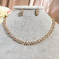 23602027 Sparkling Mini Flower and Leaf Tennis Necklace with Cubic Zirconia