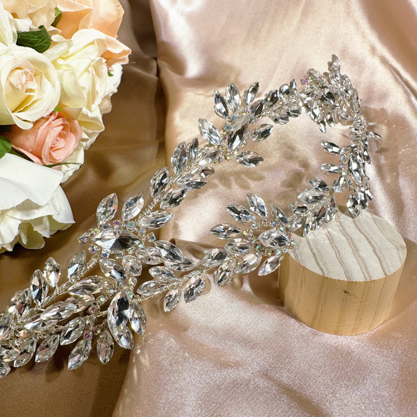 23880935Elevate Your Wedding Day Style with Our Glittering Large Rhinestone Headpiece
