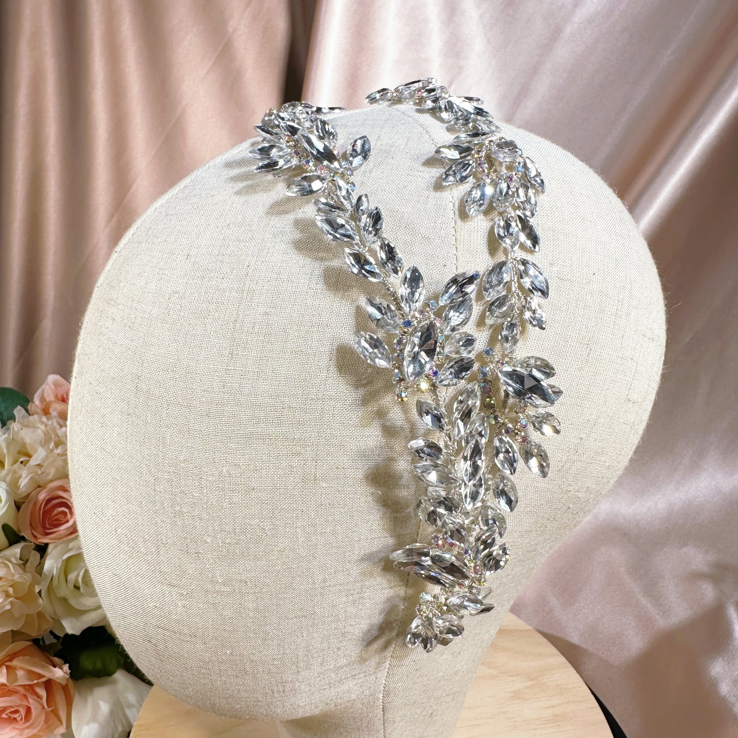 23880935Elevate Your Wedding Day Style with Our Glittering Large Rhinestone Headpiece