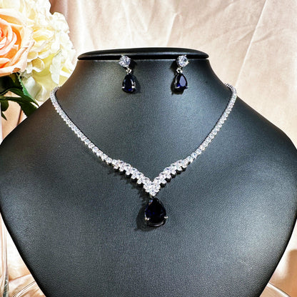 #23872011 Parure de Bijoux de Luxe Scintillante et Délicate en Zircon Cubique pour Mariées (Réapprovisionnement couleur argent après le 15 juin)