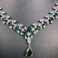 #18522020 Cubic Zirconia Jewelry Set (Green,Blue,Silver)