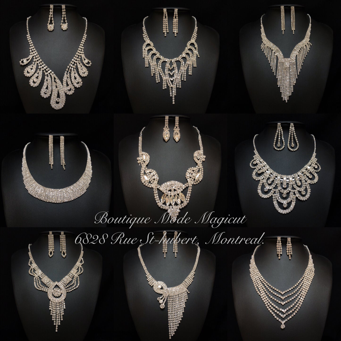 Silver Rhinestones Jewelry Sets Group#2
