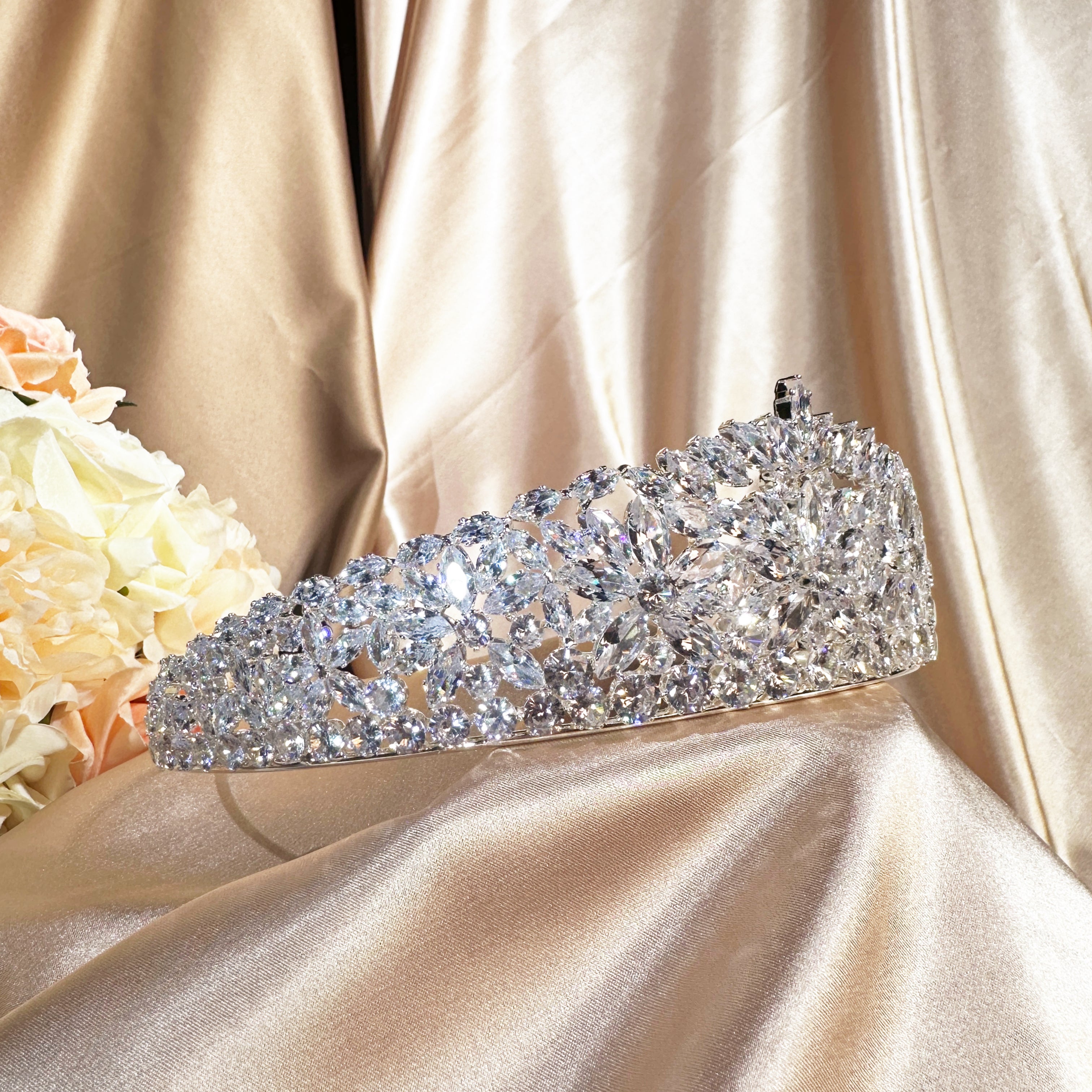 2399878 Gorgeous Cubic Zirconia Tiara Add Glamour to Your Look with Our Elegant Design