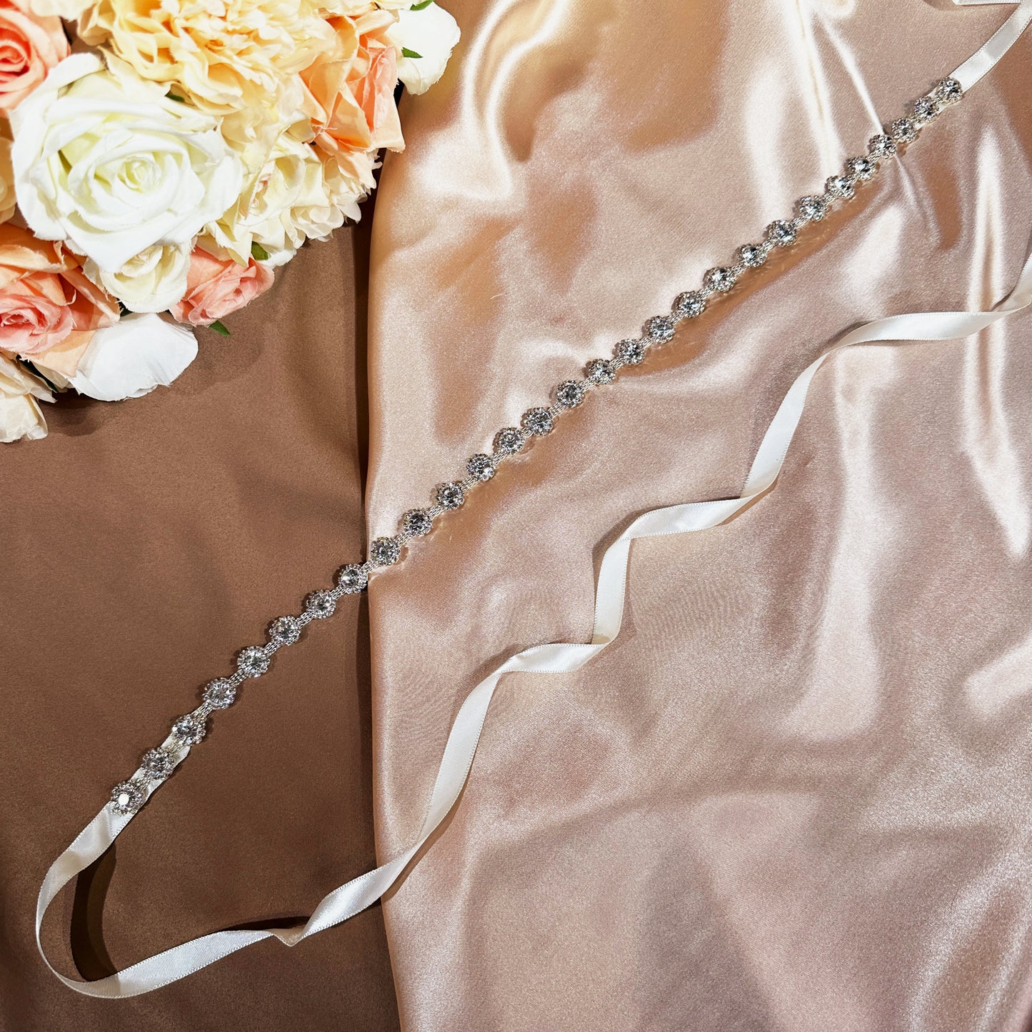 #220415164 Shine Bright Like a Diamond: Stunning Rhinestone Belt for Brides
