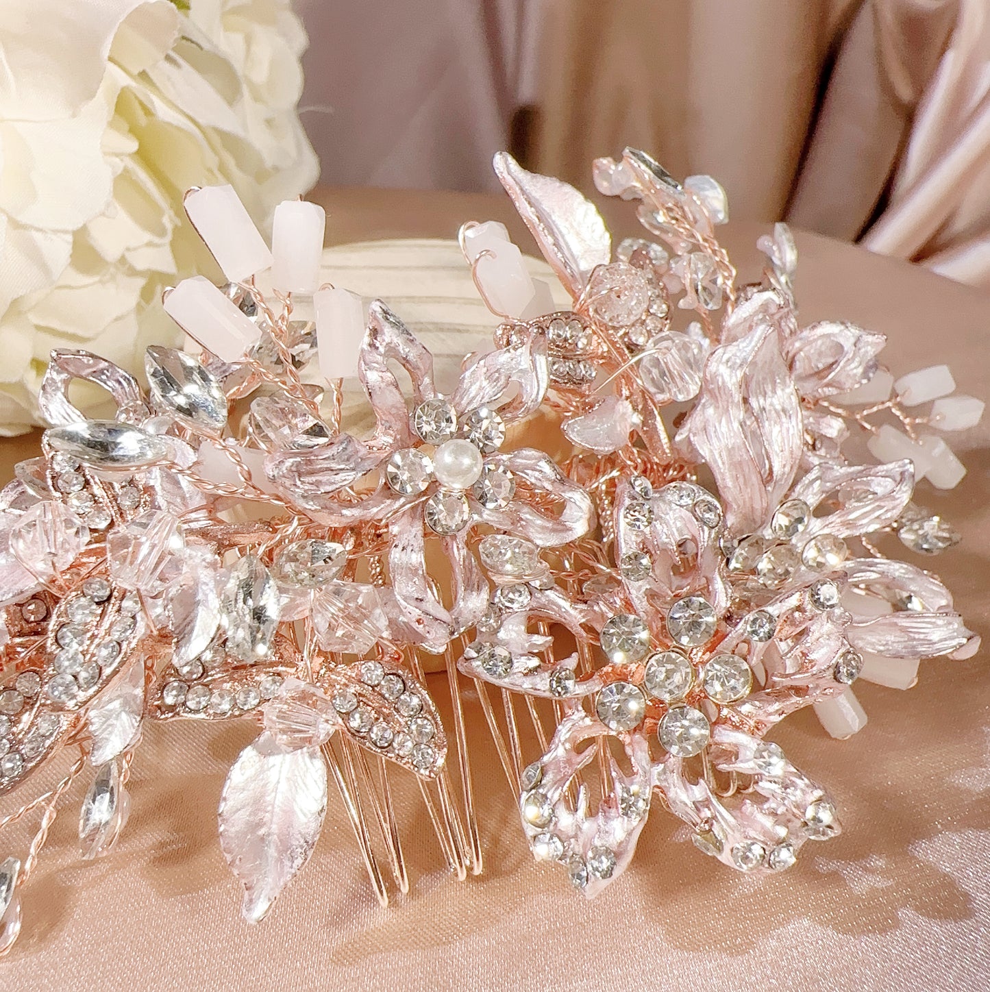 22302001 Flower Rose Gold Hair Comb For Women Wedding, Party, Birthday (Available: Gold Color)