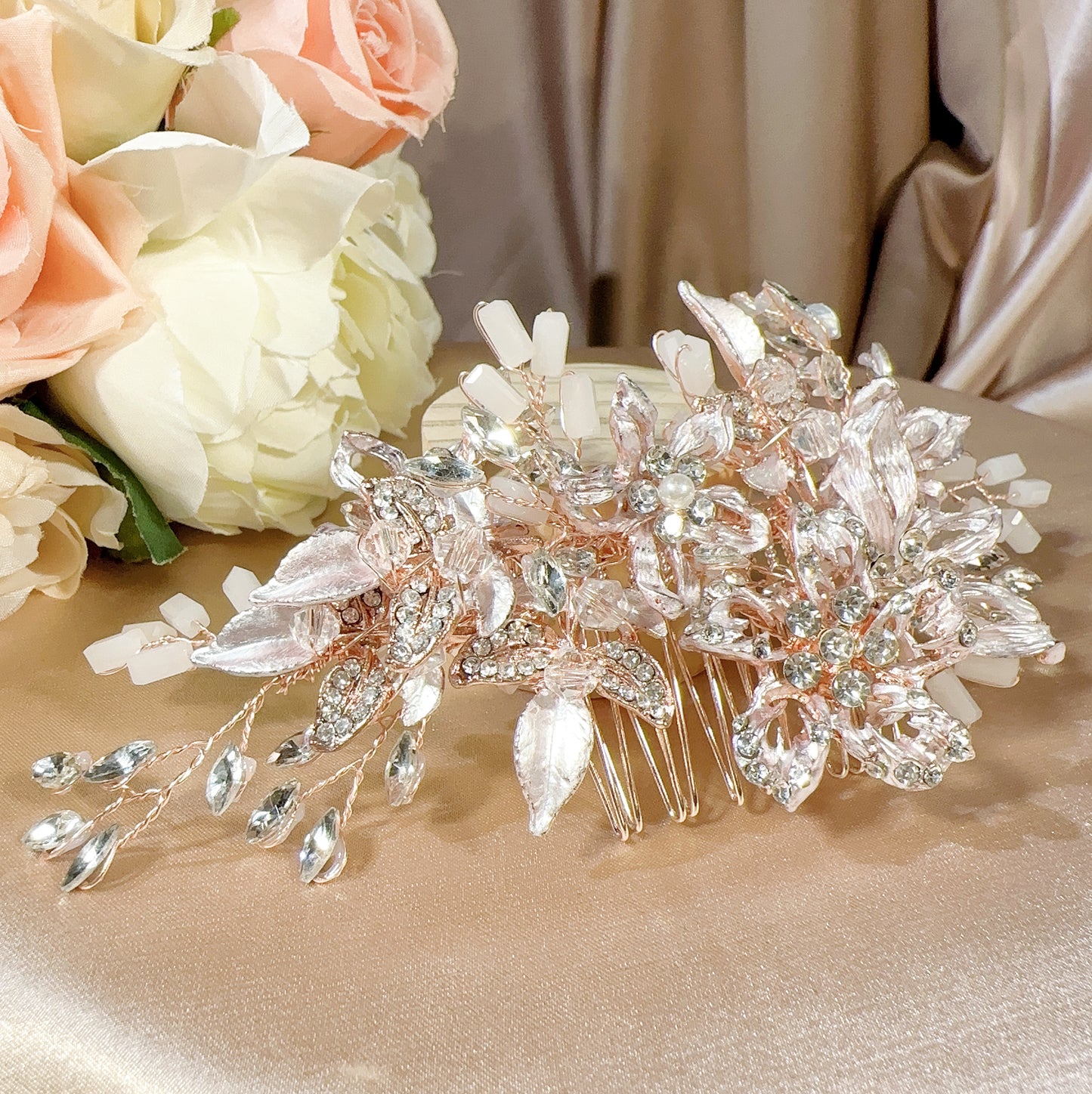 22302001 Flower Rose Gold Hair Comb For Women Wedding, Party, Birthday (Available: Gold Color)