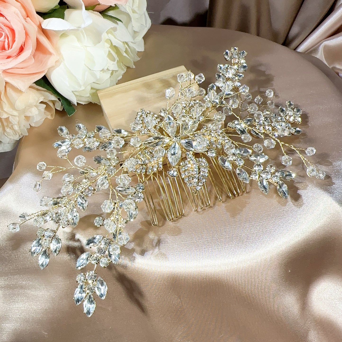 #09422062 Crystal Hair Comb (Silver, Golden)