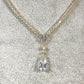 Parure de bijoux élégante en V – Collier en zircone cubique et boucles d'oreilles puces