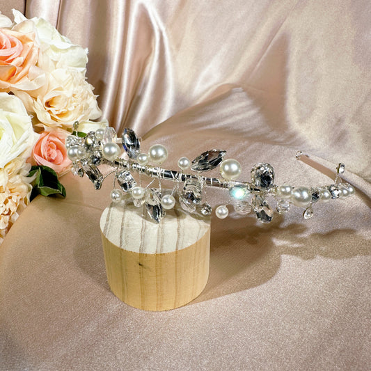 230175531 Exquisite Pearl and Rhinestone Headband for Brides